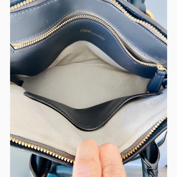 Diane Von Furstenberg Charcoal Grey and Gold Satchel with Structured Design - Picture 2 of 12